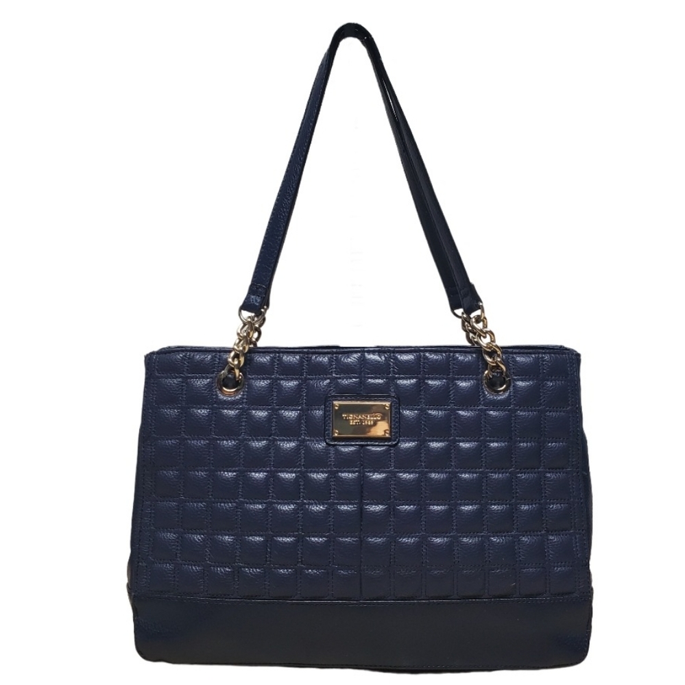 Tignanello Navy Blue Quilted Patent Leather, Shoulder Purse